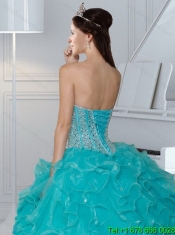 Elegant Turquoise Sweetheart 2015 Quinceanera Dresses with Beading