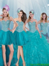 Elegant Turquoise Sweetheart 2015 Quinceanera Dresses with Beading