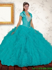 Exquisite Red 2015 Cheap Quinceanera Dress with Beading and Ruffles