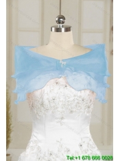 Fashionable Halter Top Aqua Blue Cheap Quince Dresses with Beading and Ruffles