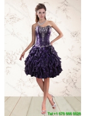 Luxurious Sweetheart Ball Gown Purple 15th Birthday Quince Dresses with Embroidery