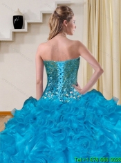Perfect Baby Blue Quince Dresses with Ruffles and Sequins for 2015