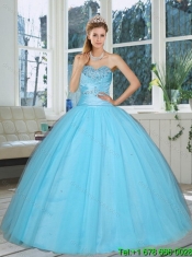 Perfect Baby Blue Sweetheart Beaded Quinceanera Dress for 2015