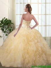 Perfect Chamagane Quinceanera Dresses with Beading and Ruffles for 2015