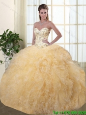 Perfect Chamagane Quinceanera Dresses with Beading and Ruffles for 2015