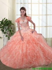 Perfect Chamagane Quinceanera Dresses with Beading and Ruffles for 2015