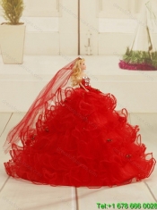 Perfect Coral Red Dress for Quinceanera Dress with Appliques and Ruffled Layers