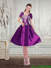 Perfect Embroidery Strapless Quinceanera Dress in Purple for 2015