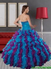 Perfect Multi Color Quinceanera Dresses with Ruffles and Beading for 2015
