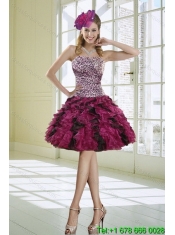 Perfect Multi Color Strapless Dress for Quince with Leopard Print