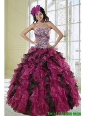 Perfect Multi Color Strapless Dress for Quince with Leopard Print