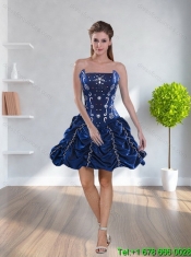Perfect Navy Blue Quince Dress with Pick-ups and Beading for 2015