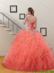 Perfect Orange Red Quinceanera Dresses with Appliques and Ruffles for 2015