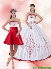Perfect Strapless 2015 Perfect Quinceanera Dress with Embroidery