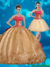 Perfect Strapless Multi Color Quinceanera Dress with Beading and Embroidery
