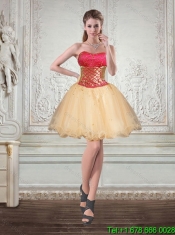 Perfect Strapless Multi Color Quinceanera Dress with Beading and Embroidery