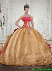 Perfect Strapless Multi Color Quinceanera Dress with Beading and Embroidery