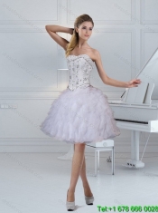 White Sweetheart 2015 Cheap Quinceanera Dress with Ruffles and Beading