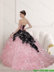Wonderful Sweetheart Cheap Quinceanera Dresses in Pink with Beading and Ruffles