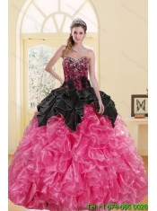 2015 New Style Beading and Ruffles Quince Dresses in Multi Color