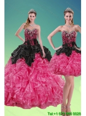 2015 New Style Beading and Ruffles Quince Dresses in Multi Color