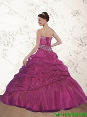 2015 Popular Halter Top Aqua Blue Quince Dresses with Beading and Ruffles