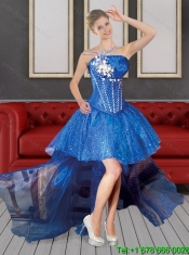 2015 Pretty Sweetheart Red Quince Dresses with Beading and Pick Ups