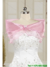 2015 Sophisticated Sweetheart Quinceanera Dress in White and Pink with Beading and Ruffles