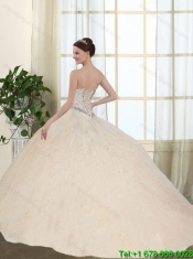 2015 Sweetheart Beaded and Ruffled  Quinceanera Dresses in Champagne