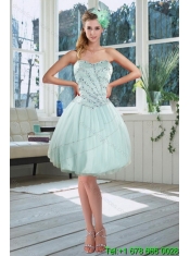 Beautiful 2015 Apple Green Strapless Quinceanera Dresses with Beading