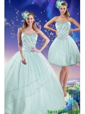 Beautiful 2015 Apple Green Strapless Quinceanera Dresses with Beading