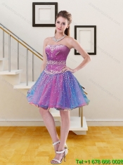 Beautiful 2015 Hot Pink Quinceanera Dresses with Beading and Ruffled Layers