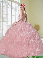 Luxurious Baby Pink Quinceanera Dresses with Appliques and Ruffles for 2015