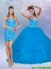 Luxurious Teal Sweetheart 2015 Quinceanera Dresses with Sequins and Ruffles