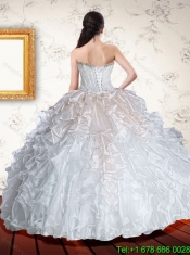 Pretty White Quinceanera Dresses with Beading and Ruffles