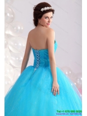 2015 Best Blue Quinceanera Dresses with Rhinestones and Bowknot