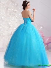 2015 Best Blue Quinceanera Dresses with Rhinestones and Bowknot