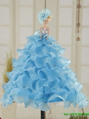 2015 Best Blue Quinceanera Dresses with Rhinestones and Bowknot