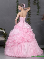 2015 Best Pink Quinceanera Gowns with Hand Made Flowers and Ruffles