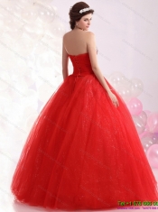 2015 Best Sweetheart Red Sweet Sixteen Dresses with Rhinestones