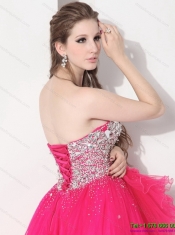2015 Wholesale Hot Pink Sweet Sixteen Dresses with Rhinestones