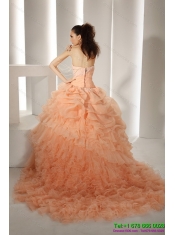 2015 Wholesale Quinceanera Dresses with Hand Made Flowers and Ruffled Layers