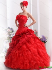 2015 Wholesale Strapless Dresses for a Quinceanera with Hand Made Flowers