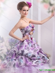 Best 2015 Multi Color Sweet Sixteen Dresses with Hand Made Flowers and Ruffles