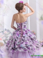 Best 2015 Multi Color Sweet Sixteen Dresses with Hand Made Flowers and Ruffles