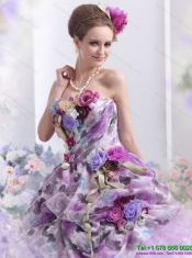 Best 2015 Multi Color Sweet Sixteen Dresses with Hand Made Flowers and Ruffles