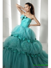 Best Floor Length 2015 Quinceanera Dresses with Hand Made Flowers and Beading