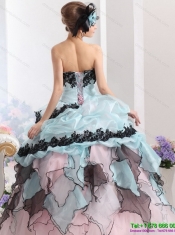 Best Ruffles Multi Color 2015 Quinceanera Dresses with Hand Made Flowers