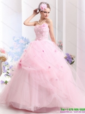 Wholesale Baby Pink Sweet Sixteen Dresses with Hand Made Flowers