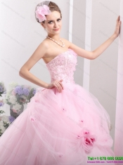 Wholesale Baby Pink Sweet Sixteen Dresses with Hand Made Flowers